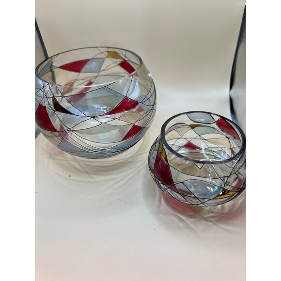 Decorative Romanian nesting glass candle holders made for Party Lite - Picture 1 of 5